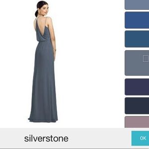 Dessy Draped Blouson Back Chiffon Maxi Dress in Silverstone